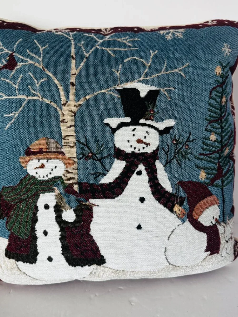 St. Nicholas Square Holiday Snowman Throw Pillow 16x16